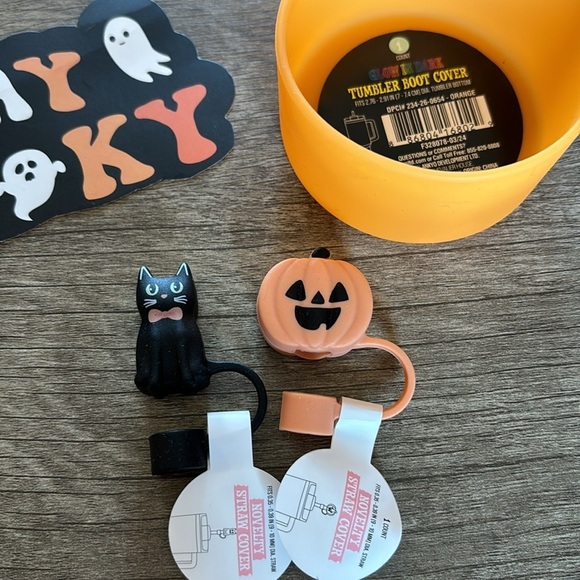 Target Bullseye Halloween Cup Boot Cover Straw Toppers Reusable Tote Bag - Picture 3 of 4